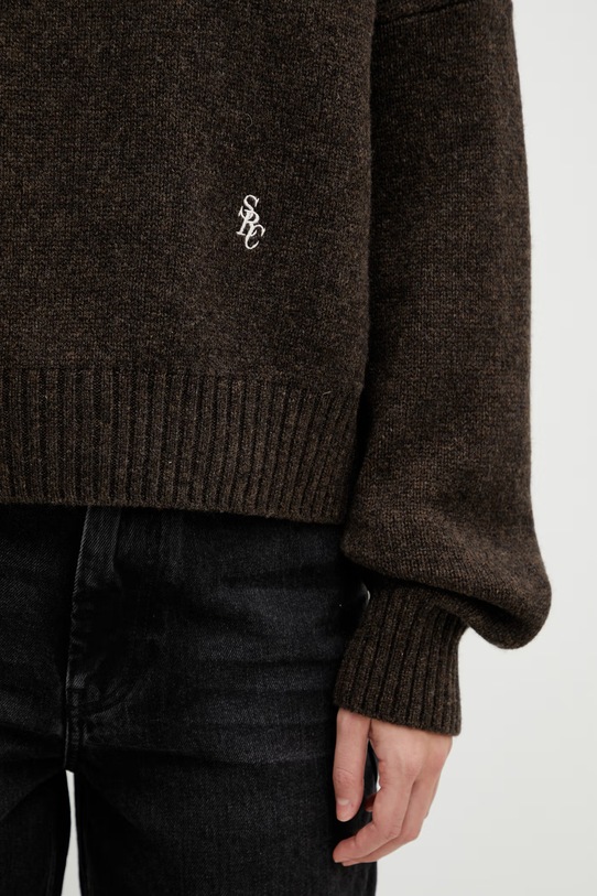 Sporty & Rich sweter wełniany SRC Wool brązowy WS06465302BR03