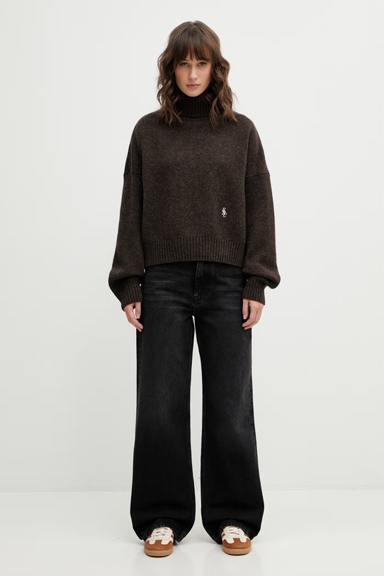 Sporty & Rich sweter wełniany SRC Wool WS06465302BR03 brązowy