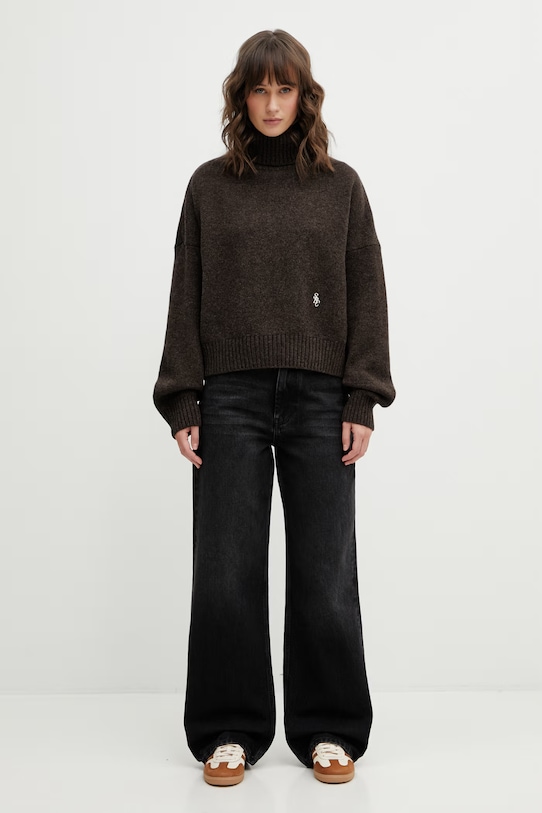 Sporty & Rich sweter wełniany SRC Wool WS06465302BR03 brązowy