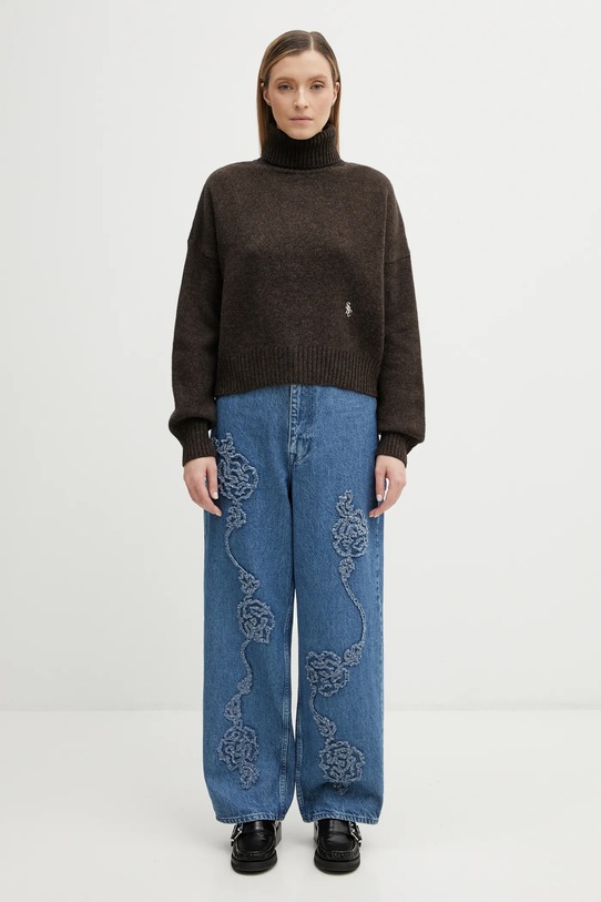 Sporty & Rich sweter wełniany SRC Wool WS06465302BR03 brązowy