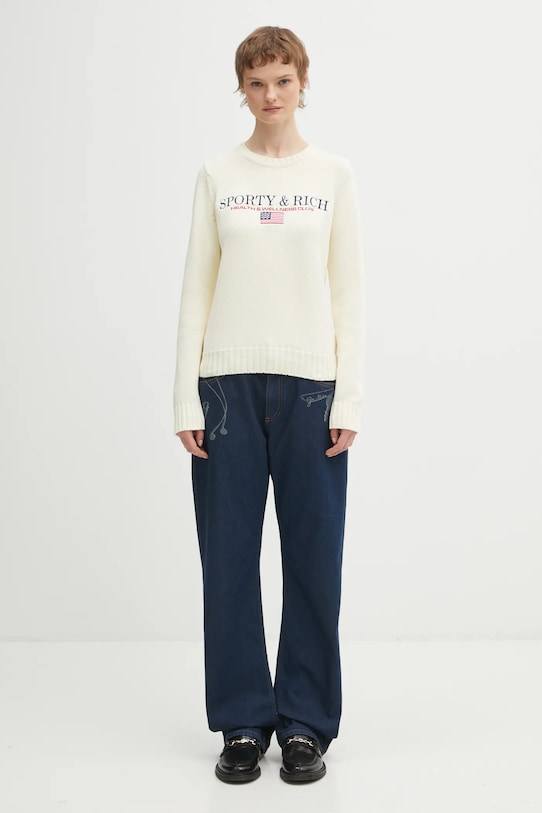 Bavlněný svetr Sporty & Rich S&R Nautical Knitted WS06563178WH37 béžová