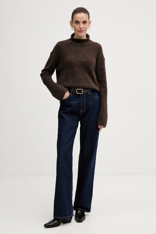 Mos Mosh sweter z dodatkiem wełny Erim brązowy 175400