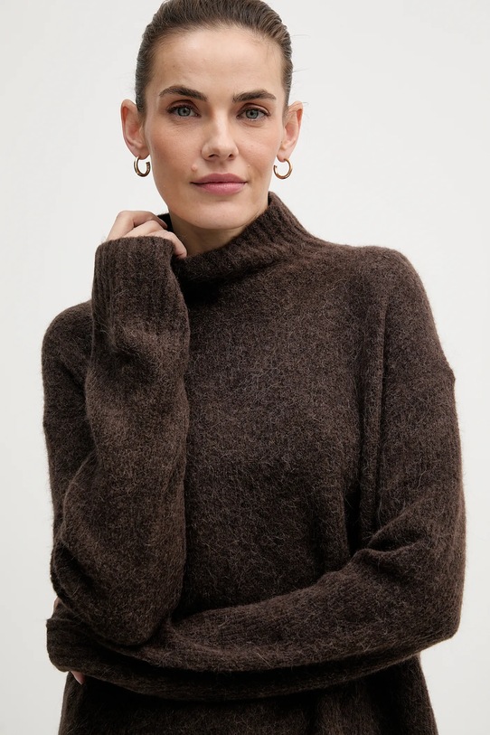 Mos Mosh sweter z dodatkiem wełny Erim 175400 brązowy