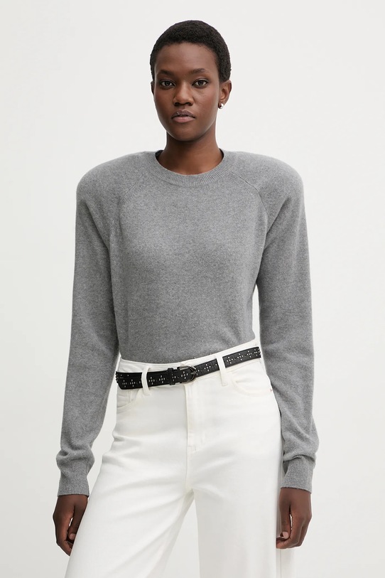 La Mania sweter wełniany ELLA okrągły szary LM.ELLA