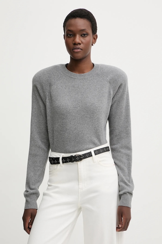 La Mania sweter wełniany ELLA okrągły szary LM.ELLA