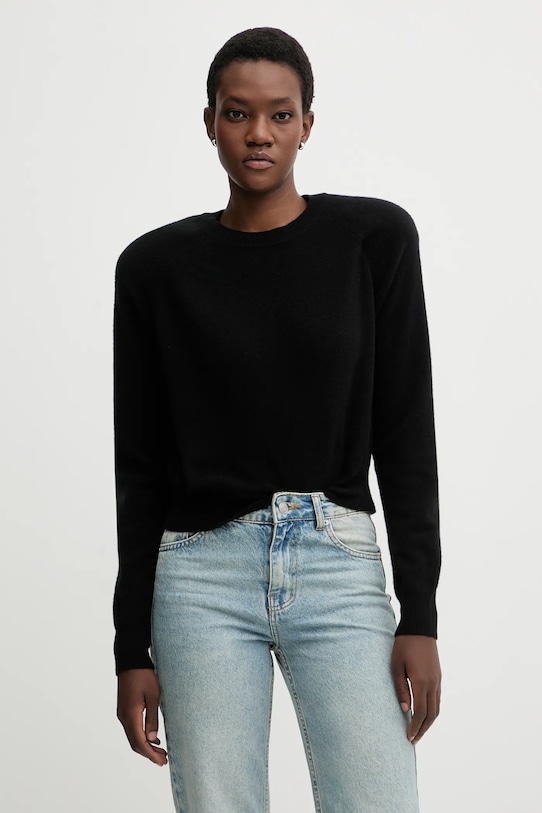 La Mania sweter wełniany ELLA okrągły czarny LM.ELLA