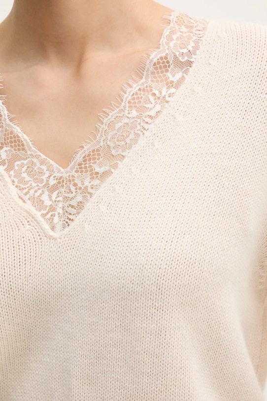 IBlues sweter z domieszką wełny RICAMO 2527366025200 beżowy