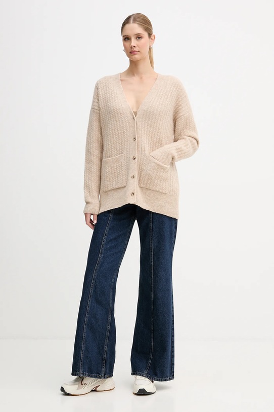 JOYINME kardigan z dodatkiem wełny Soft Whisper Kardigan.Soft.Whisper beżowy AW25