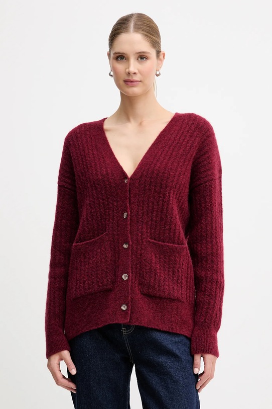 JOYINME kardigan z dodatkiem wełny Soft Whisper zapinany bordowy Kardigan.Soft.Whisper