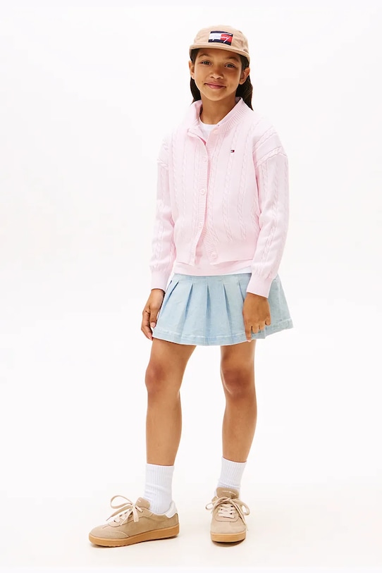 Κοριτσίστικα Παιδική βαμβακερή ζακέτα Tommy Hilfiger KG0KG08546.128.176.9BYA ροζ