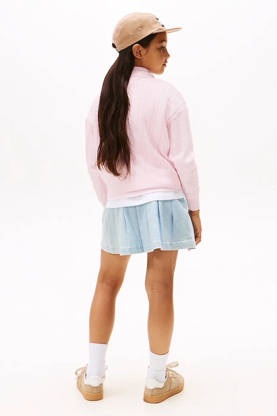 Παιδική βαμβακερή ζακέτα Tommy Hilfiger ροζ KG0KG08546.128.176.9BYA