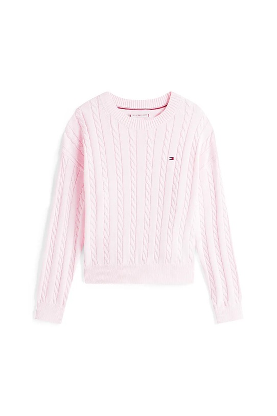 Dětský bavlněný svetr Tommy Hilfiger KG0KG08547.128.176.9BYA růžová AW25