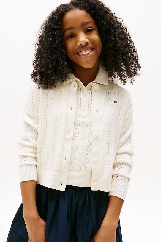 Βαμβακερή ζακέτα Tommy Hilfiger μεσαίου πάχους μπεζ KG0KG08677.128.176.9BYA