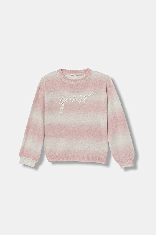 Guess sweter z domieszką wełny dziecięcy aplikacja różowy J5YR04.Z3OQ0.9BYA