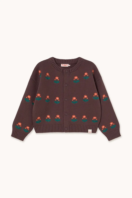 Tinycottons kardigan dziecięcy FLOWERS CARDIGAN AW25.101 brązowy AW25