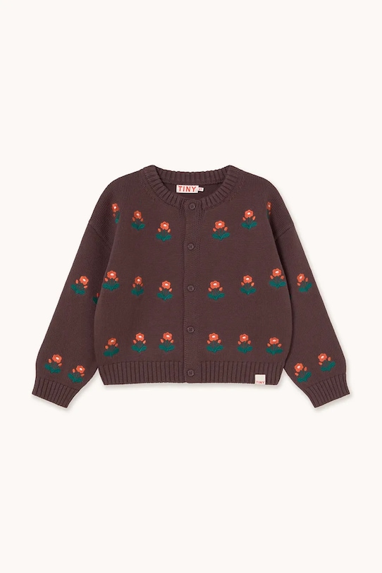 Detský sveter Tinycottons FLOWERS CARDIGAN AW25.101 hnedá AW25