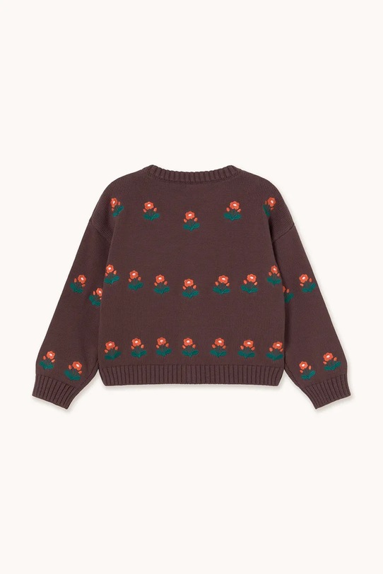Dziewczynka Tinycottons kardigan dziecięcy FLOWERS CARDIGAN AW25.101 brązowy