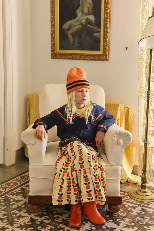 Tinycottons sweter dziecięcy STRIPES TINY CARDIGAN średniej grubości granatowy AW25.113