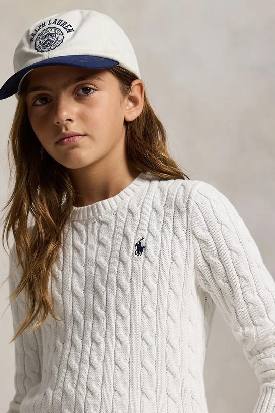 Παιδικό βαμβακερό πουλόβερ Polo Ralph Lauren 313901316013 λευκό