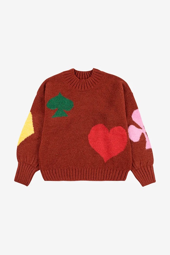 Bobo Choses sweter z domieszką wełny dziecięcy Bobo Joker 225AC112 bordowy AW25