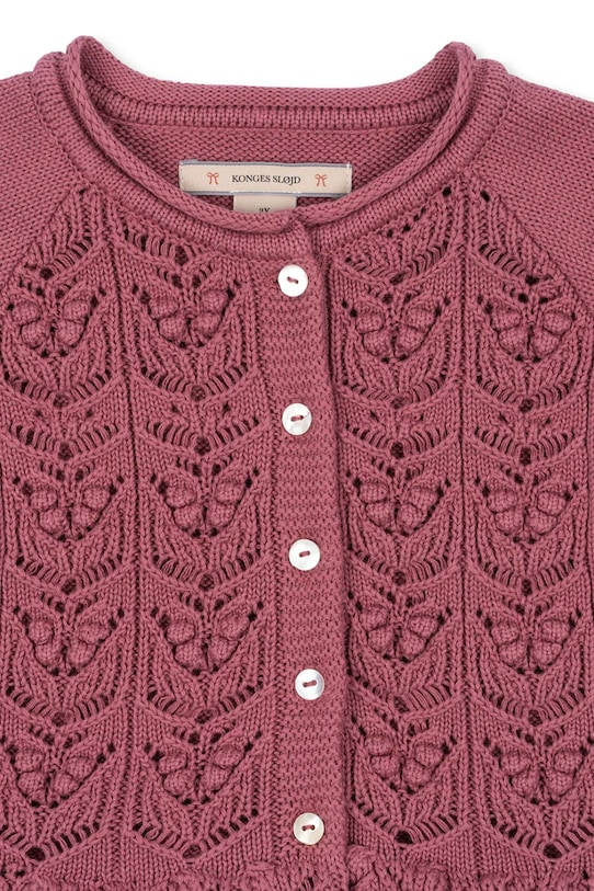 Момиче Детска памучна жилетка Konges Sløjd CABBY FRILL CARDIGAN GOTS KS103737.9BYA розов
