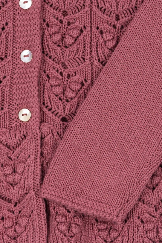 Konges Sløjd kardigan bawełniany dziecięcy CABBY FRILL CARDIGAN GOTS różowy KS103737.9BYA