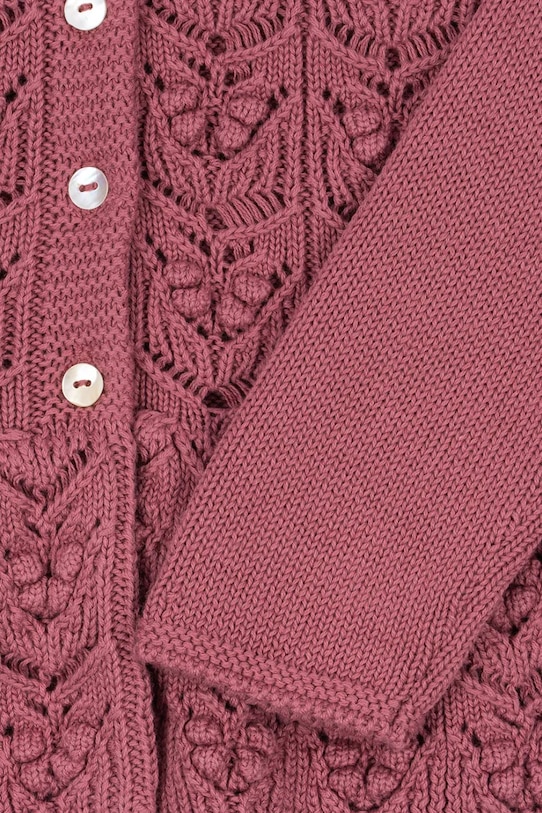 Детска памучна жилетка Konges Sløjd CABBY FRILL CARDIGAN GOTS розов KS103737.9BYA