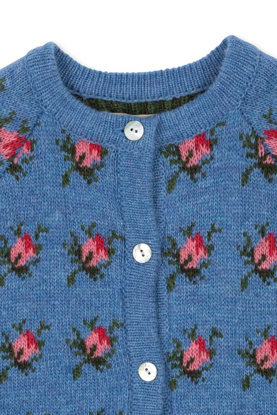 Konges Sløjd kardigan z dodatkiem wełny BELOU KNIT CARDIGAN niebieski KS103711.9BYA