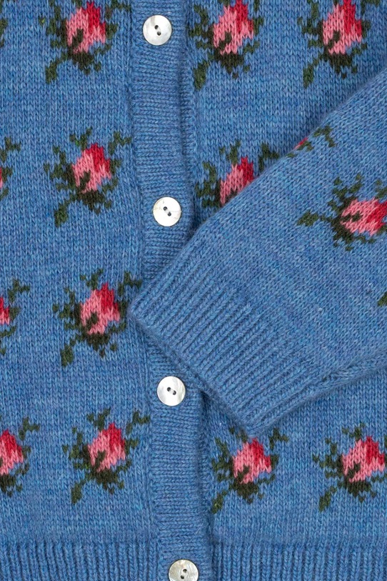 Konges Sløjd kardigan z dodatkiem wełny BELOU KNIT CARDIGAN KS103711.9BYA niebieski