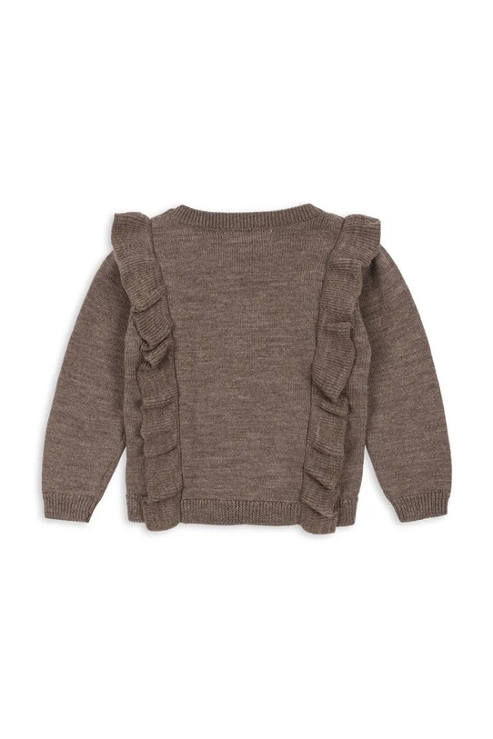Konges Sløjd kardigan wełniany dziecięcy FIOL FRILL CARDIGAN KS103809.9BYA brązowy AW25