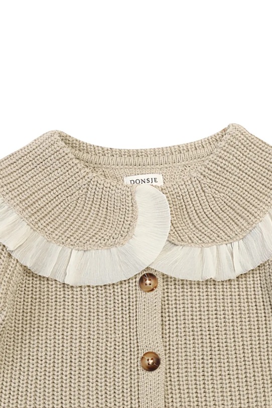 Девочка Детский хлопковый кардиган Donsje Zoila Cardigan 4108200 бежевый