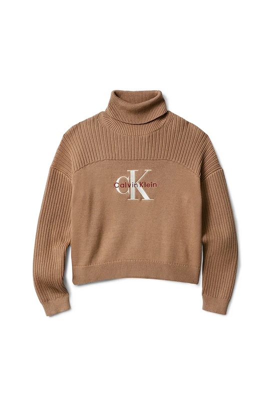 Calvin Klein Jeans sweter bawełniany dziecięcy IG0IG03047.9BYA brązowy AW25