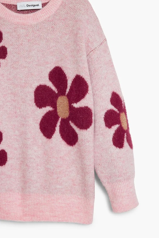Dziewczynka Desigual sweter z domieszką wełny dziecięcy 25WGJF02 różowy