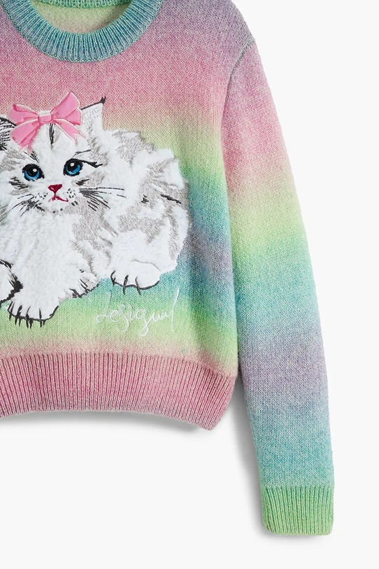 Dziewczynka Desigual sweter dziecięcy 25WGJF03 turkusowy