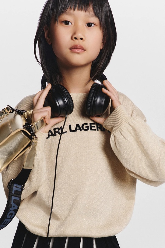 Karl Lagerfeld sweter dziecięcy aplikacja beżowy Z30937.156.162