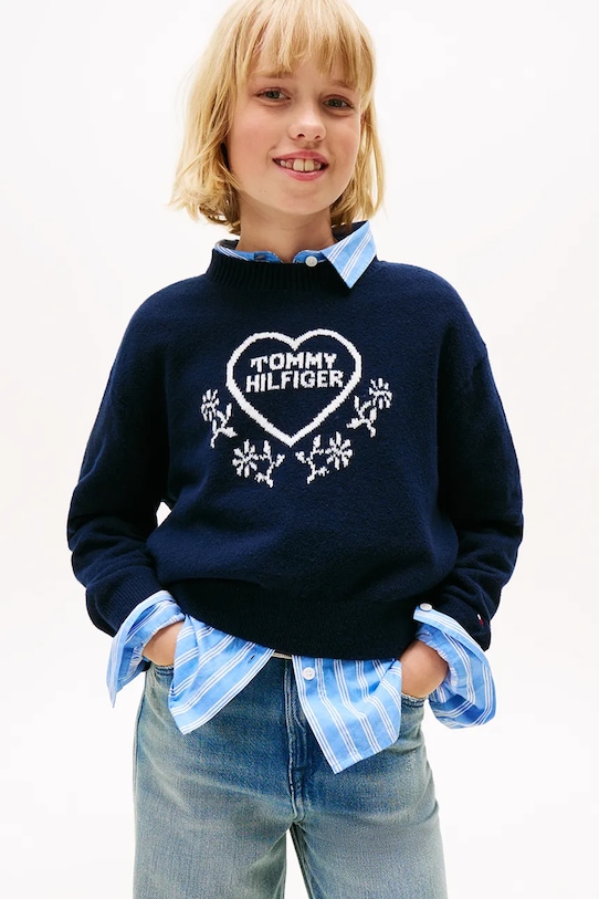 Tommy Hilfiger sweter dziecięcy pozostałe granatowy KG0KG08836.9BYA