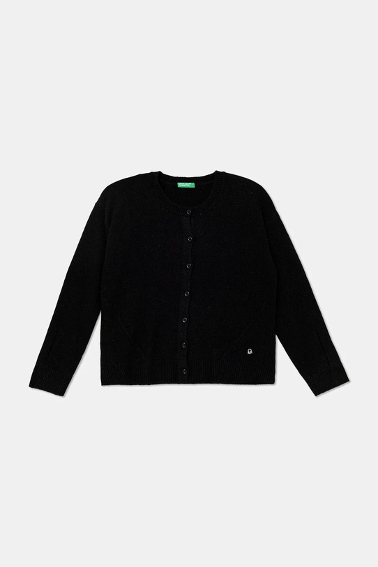 United Colors of Benetton cardigan de lână uni negru 126WC500X.G.seasonal