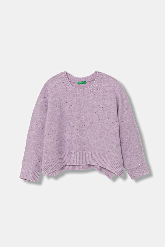 United Colors of Benetton sweter z domieszką wełny dziecięcy z domieszką wełny fioletowy 1VPUC108V.G.seasonal