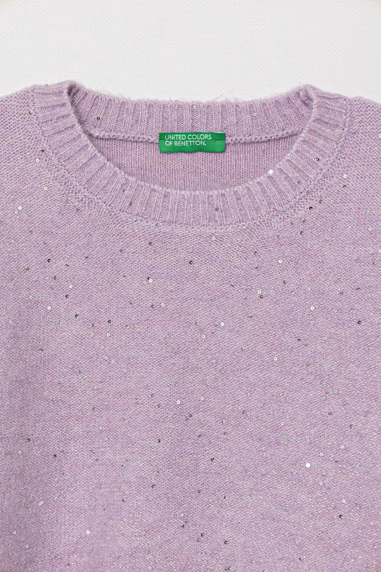 Dziewczynka United Colors of Benetton sweter z domieszką wełny dziecięcy 1VPUC108V.G.seasonal fioletowy