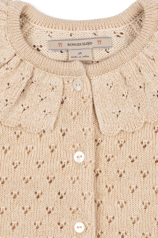 Dziewczynka Konges Sløjd kardigan dziecięcy HOLIDAY KNIT CARDIGAN KS104314.9BYA beżowy
