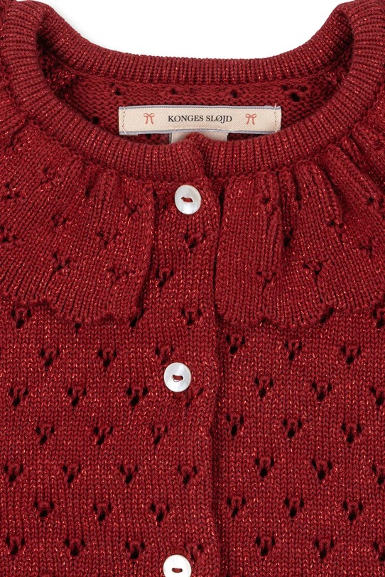 Dziewczynka Konges Sløjd kardigan dziecięcy HOLIDAY KNIT CARDIGAN KS104314.9BYA czerwony
