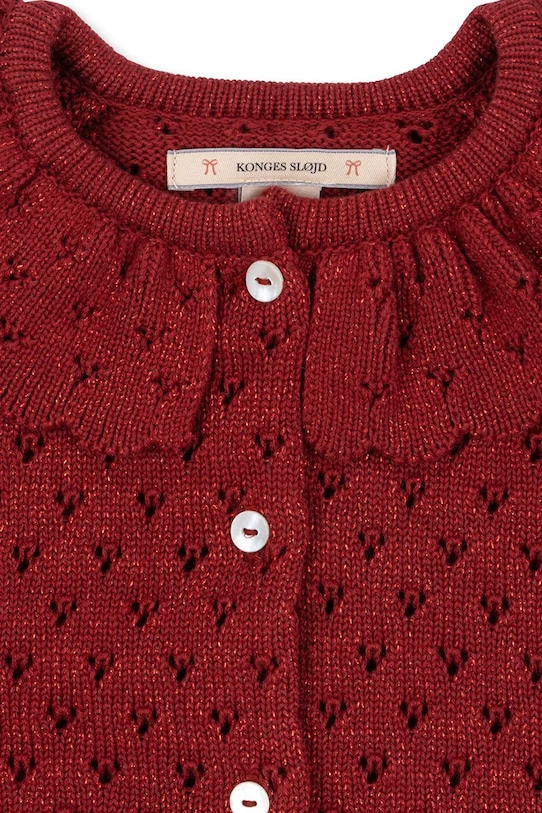 Dziewczynka Konges Sløjd kardigan dziecięcy HOLIDAY KNIT CARDIGAN KS104314.9BYA czerwony