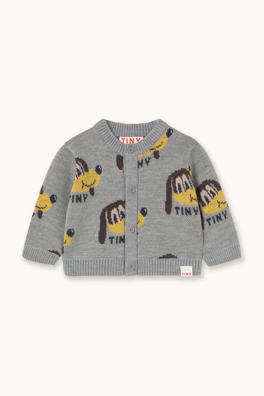 Tinycottons kardigan niemowlęcy DOGS BABY CARDIGAN Produkt niemowlęcy szary AW25.094