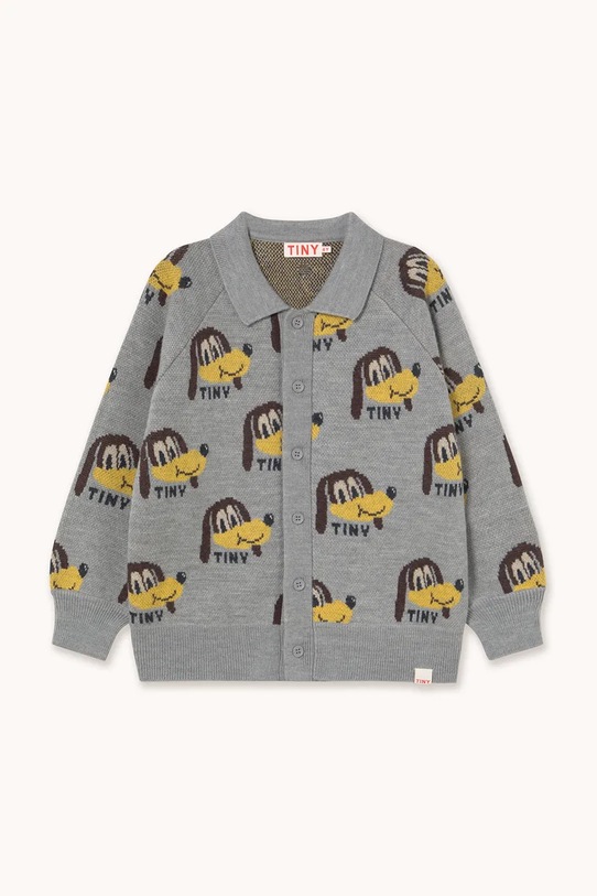 Tinycottons kardigan dziecięcy DOGS CARDIGAN średniej grubości szary AW25.095