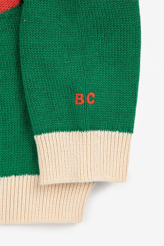 Bobo Choses sweter bawełniany niemowlęcy Race Car 225AB020 zielony AW25