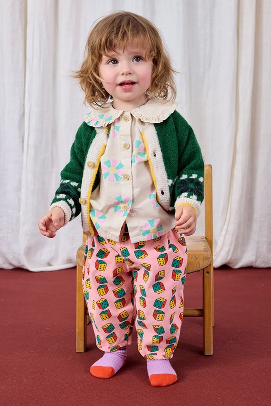 Kardigán pre bábätká Bobo Choses Kaleidoscope s prímesou vlny zelená 225AB096
