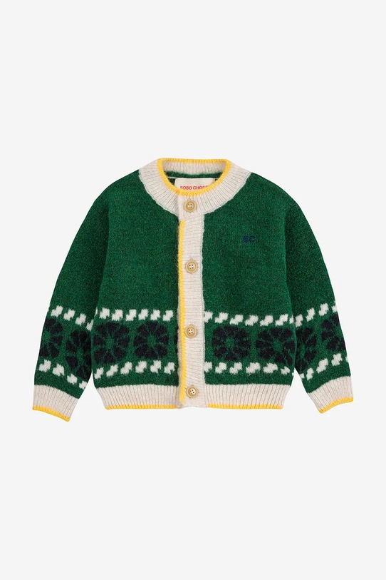 Kardigán pre bábätká Bobo Choses Kaleidoscope 225AB096 zelená AW25