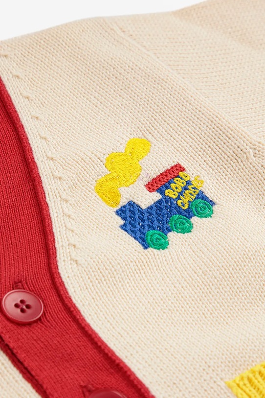 Bobo Choses kardigan bawełniany niemowlęcy Choo Choo 225AB098 beżowy