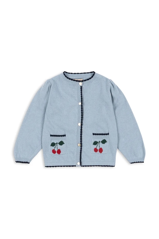 Детский кардиган с добавлением шерсти Konges Sløjd ALEXA KNIT CARDIGAN тонкий голубой KS101389.9BYA