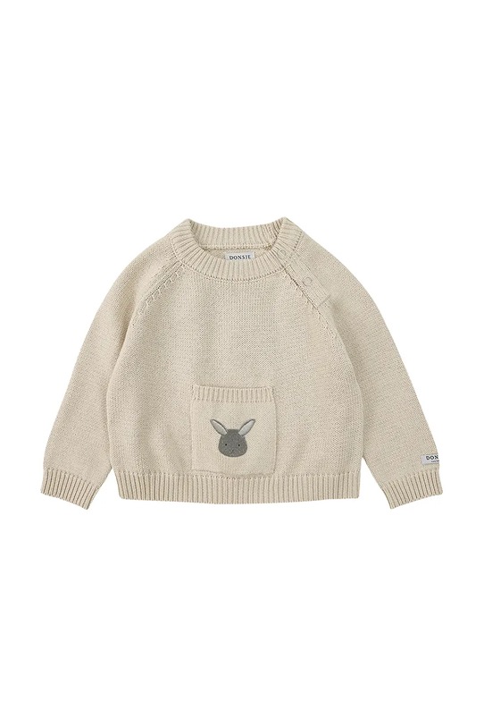 Хлопковый свитер для младенцев Donsje Loeke Sweater Bunny 3037802 бежевый AW25